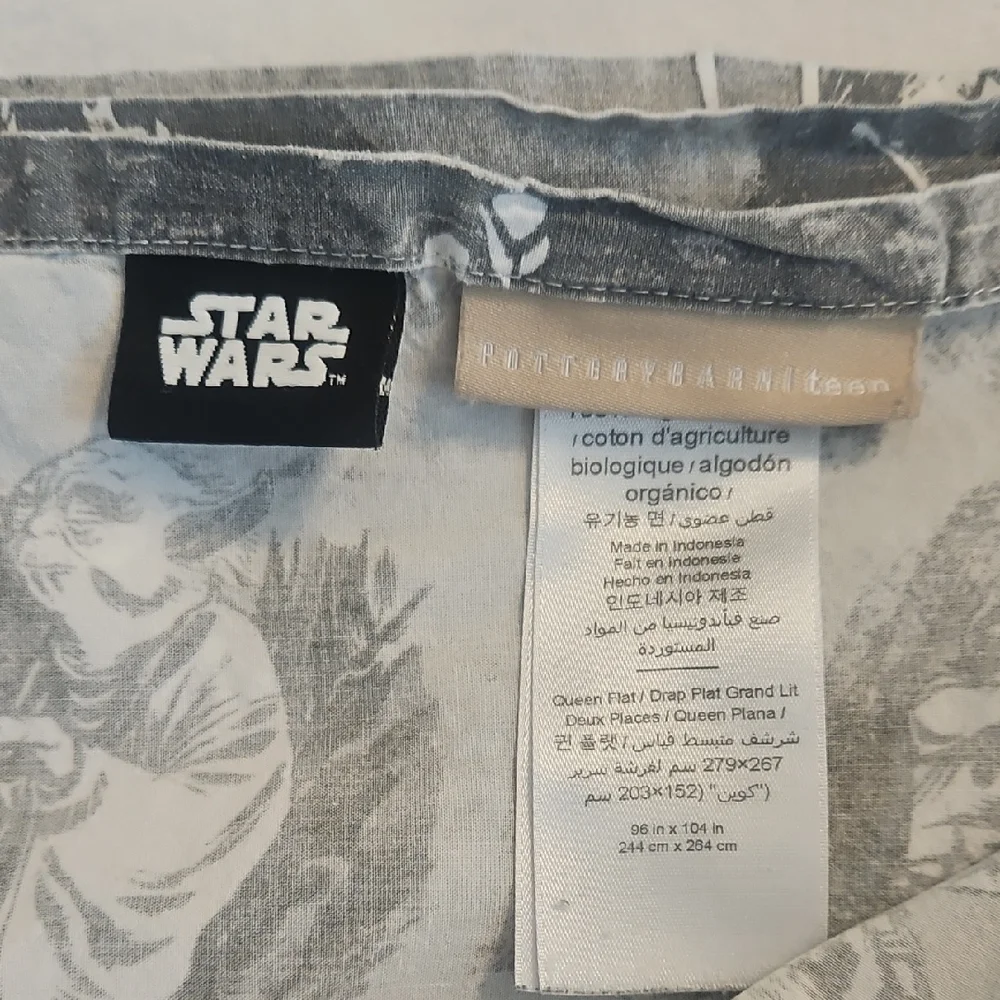 Pottery Barn Teen Star Wars Gray White Iconic Moments Queen Flat Sheet - Picture 6 of 9